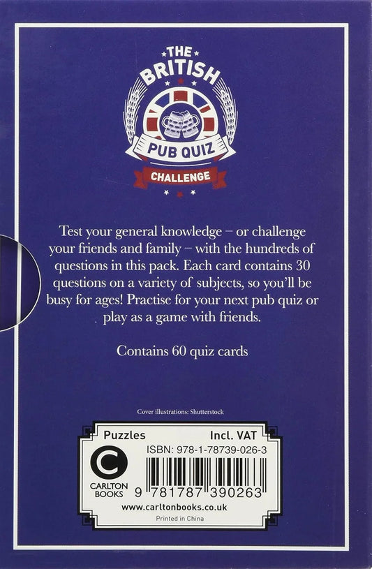 Biggest British Pub Quiz Cards – Trivia Game for Friends & Family - Jaiman Toys