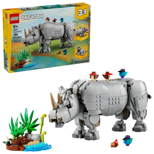 LEGO 31171 Creator 3-in-1 Majestic Rhino – Build Rhino, Giraffe or Warthog, 780 Pieces - Jaiman Toys