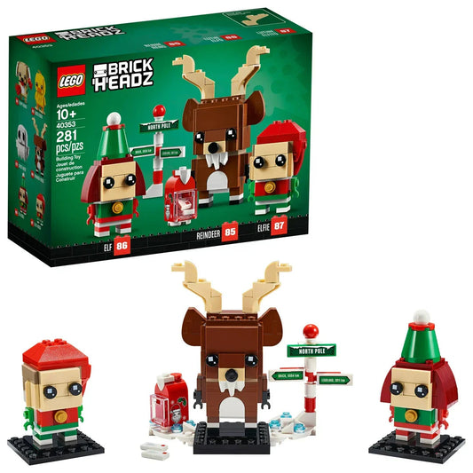 LEGO 40353 Brickheadz Reindeer, Elf & Elfillo Christmas Decorations (281 Pieces) - Jaiman Toys
